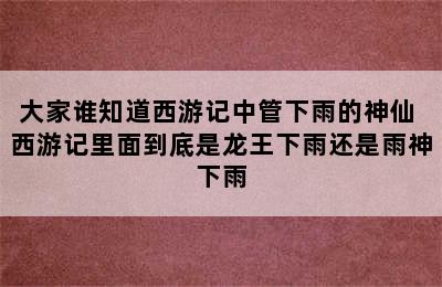 大家谁知道西游记中管下雨的神仙 西游记里面到底是龙王下雨还是雨神下雨